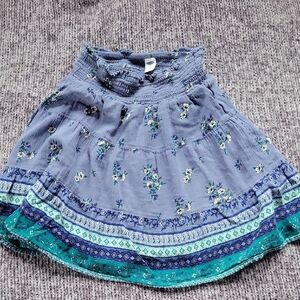 Old Navy Blue Skater Mini Skirt with Tiered Smocked Design